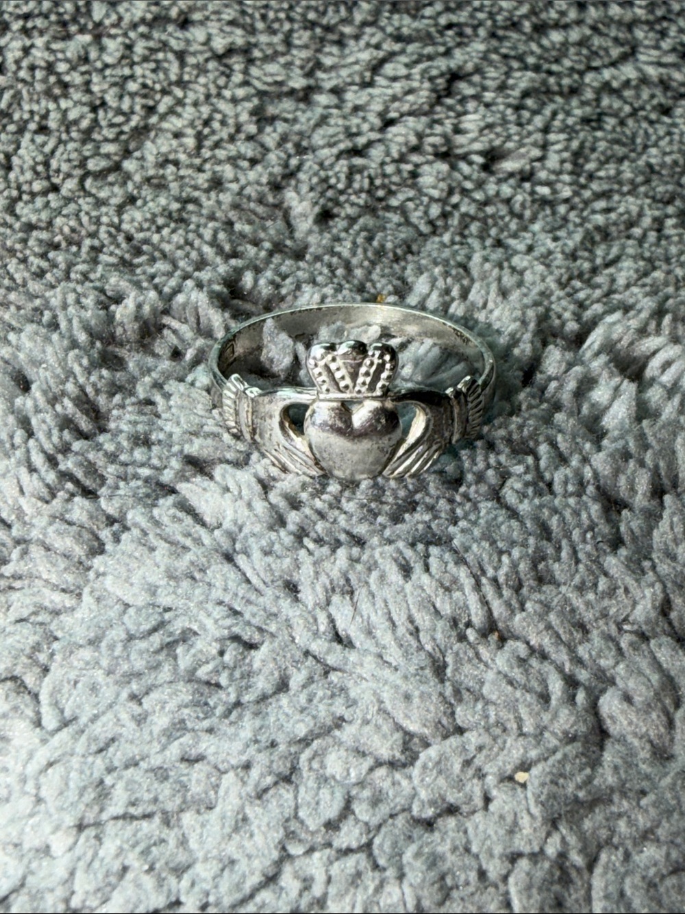Sterling-Style Silver Claddagh Ring with Crown